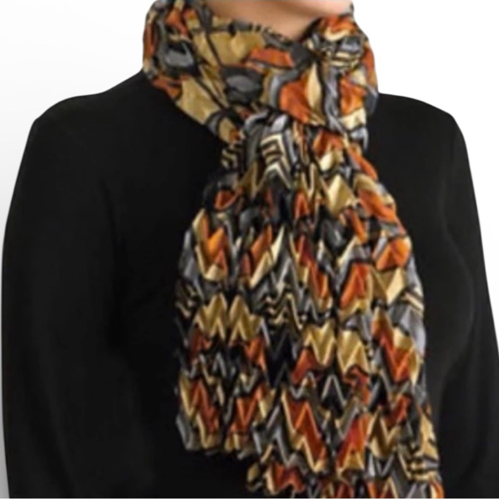 Frank Lloyd Wright Altar Screen Pleated Chevron Scarf Geometric Colorful NWT